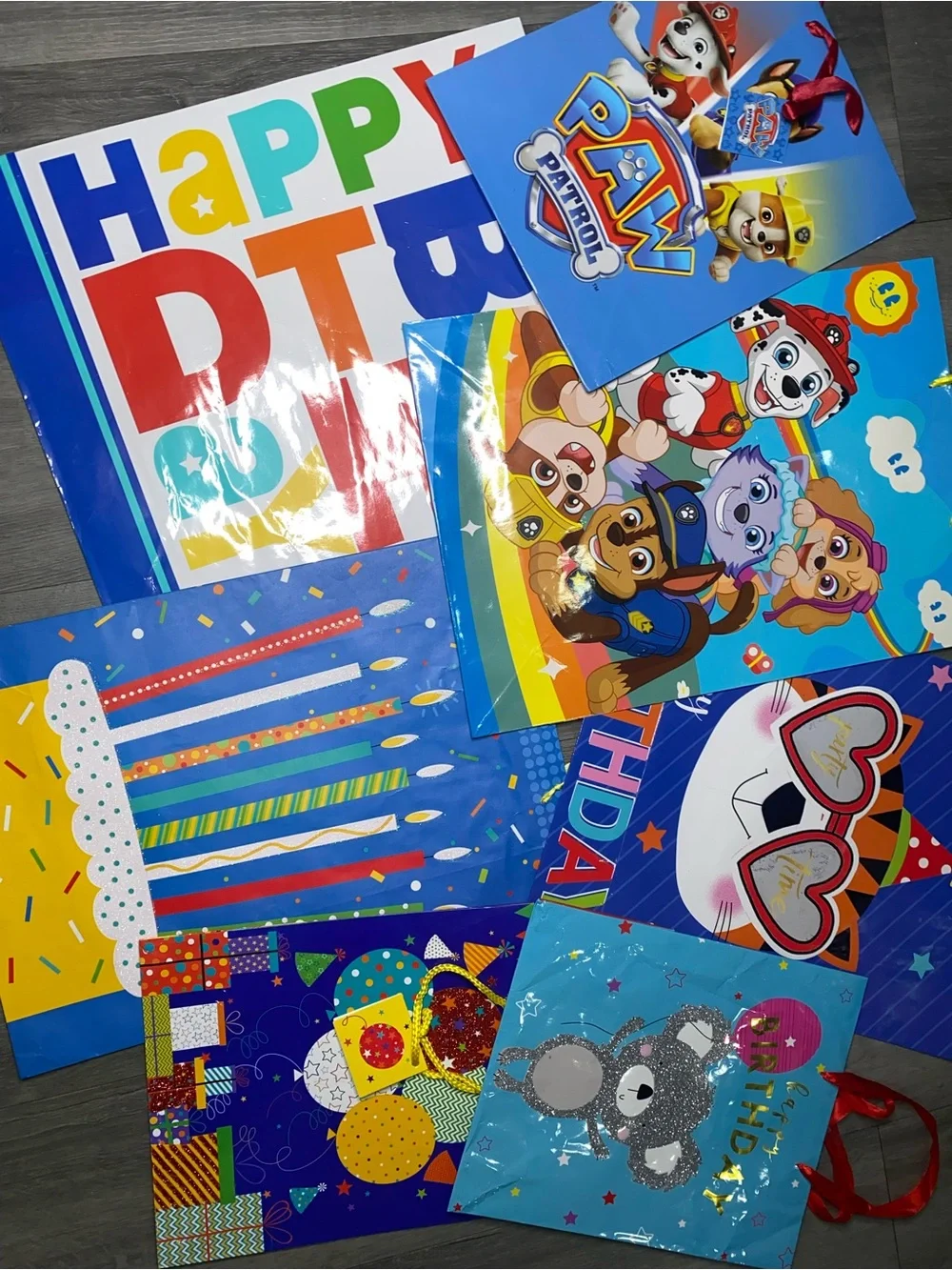 Party City Blue Multicolor Birthday Gift Bags - Pack Assortment